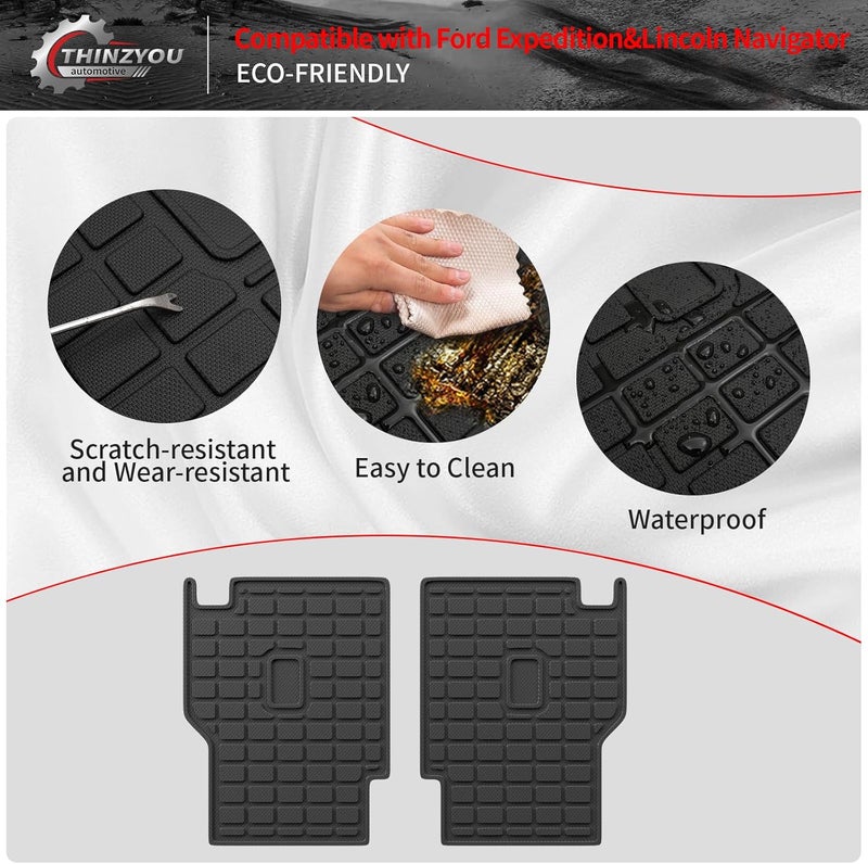 Thinzyou Back Seat Cover Protector Compatible with 2018-2024 Ford Expedition Lincoln Navigator Kick Mats Behind 2nd Row 2023 Expedition 7 Seats Accessories (2nd Row Backrest Mats) - Image 4